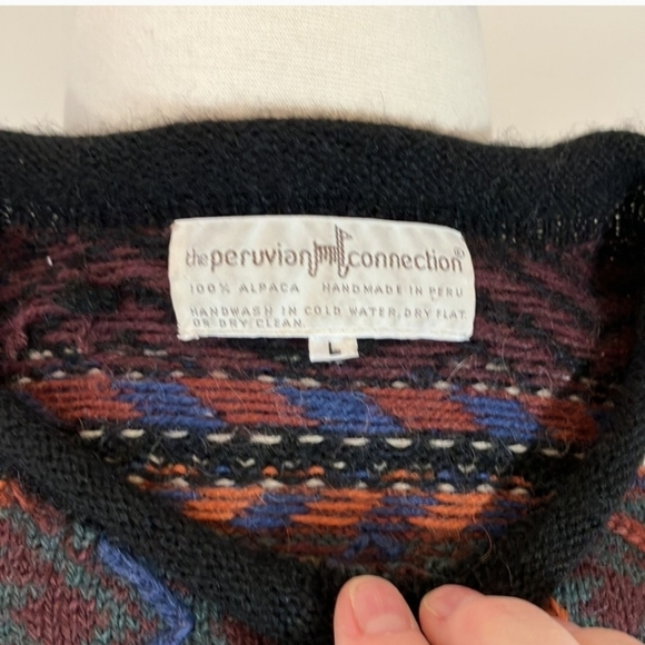 Peruvian Connection alpaca crewneck knitted pullover sz L. - Picture 5 of 5